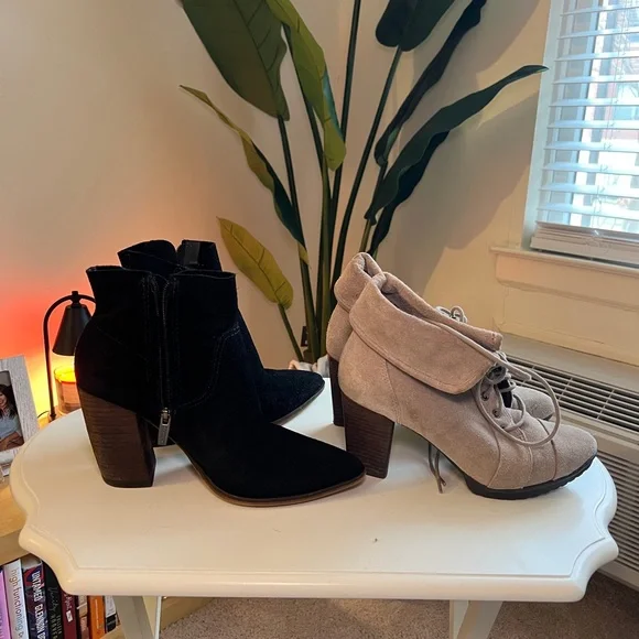 Women’s Ankle Booties in Black and Taupe - Stylish Everyday Heels - Picture 2 of 4